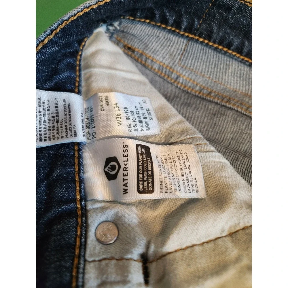 Levi's 511 Slim Fit Jeans Mens 36x34 Dark Wash Blue Denim WaterLess 00511-1702